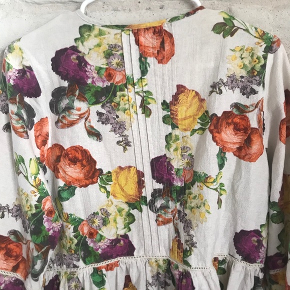 Brass & Roe Floral Long Sleeve Ruffle Bottom M - Picture 5 of 11